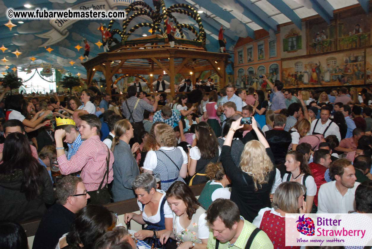 Beer tent seating in the legendary Hacker Festzelt