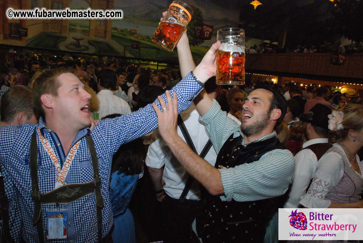 Beer tent seating in the legendary Hacker Festzelt