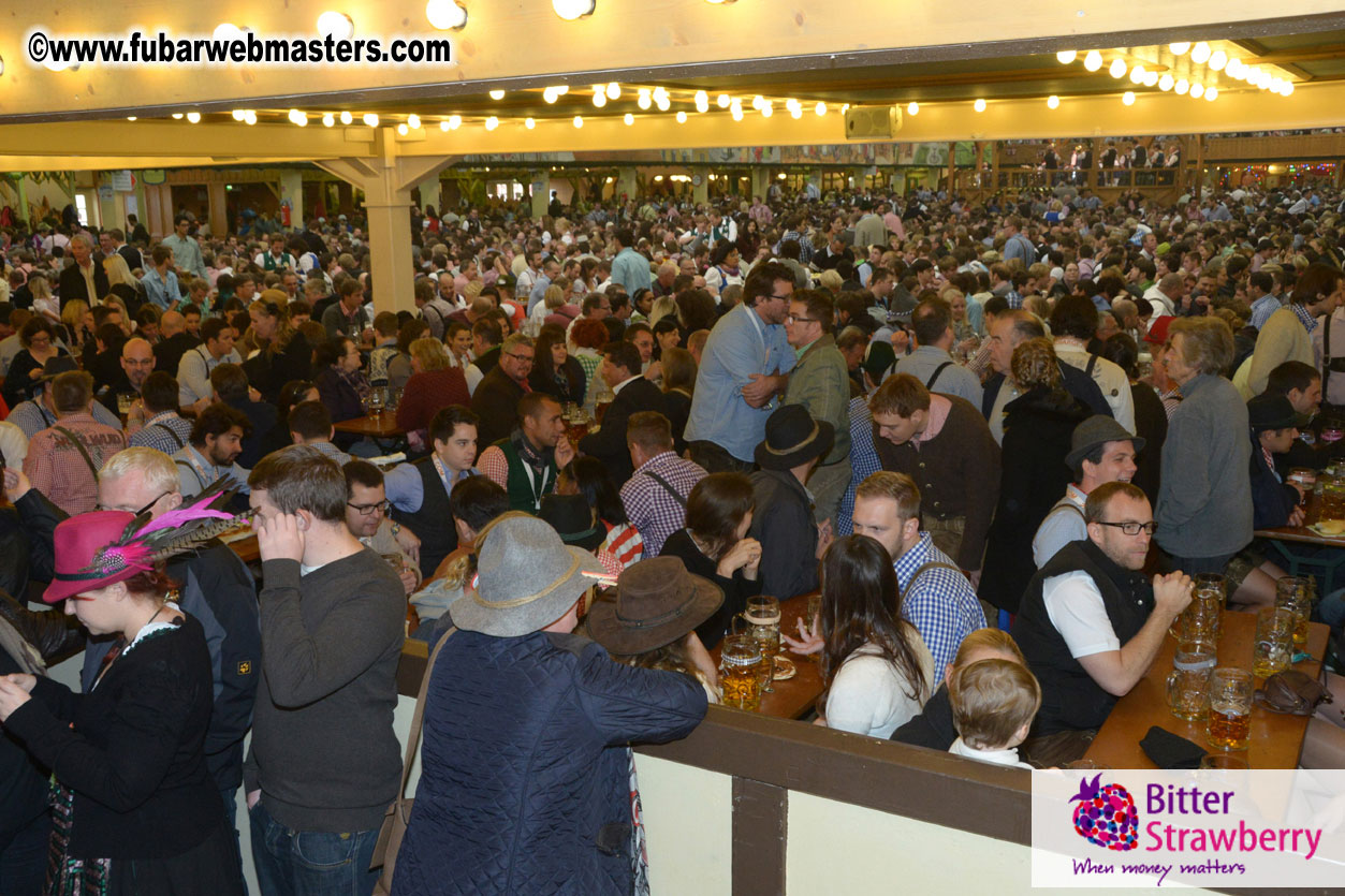 Beer tent seating in the legendary Hacker Festzelt