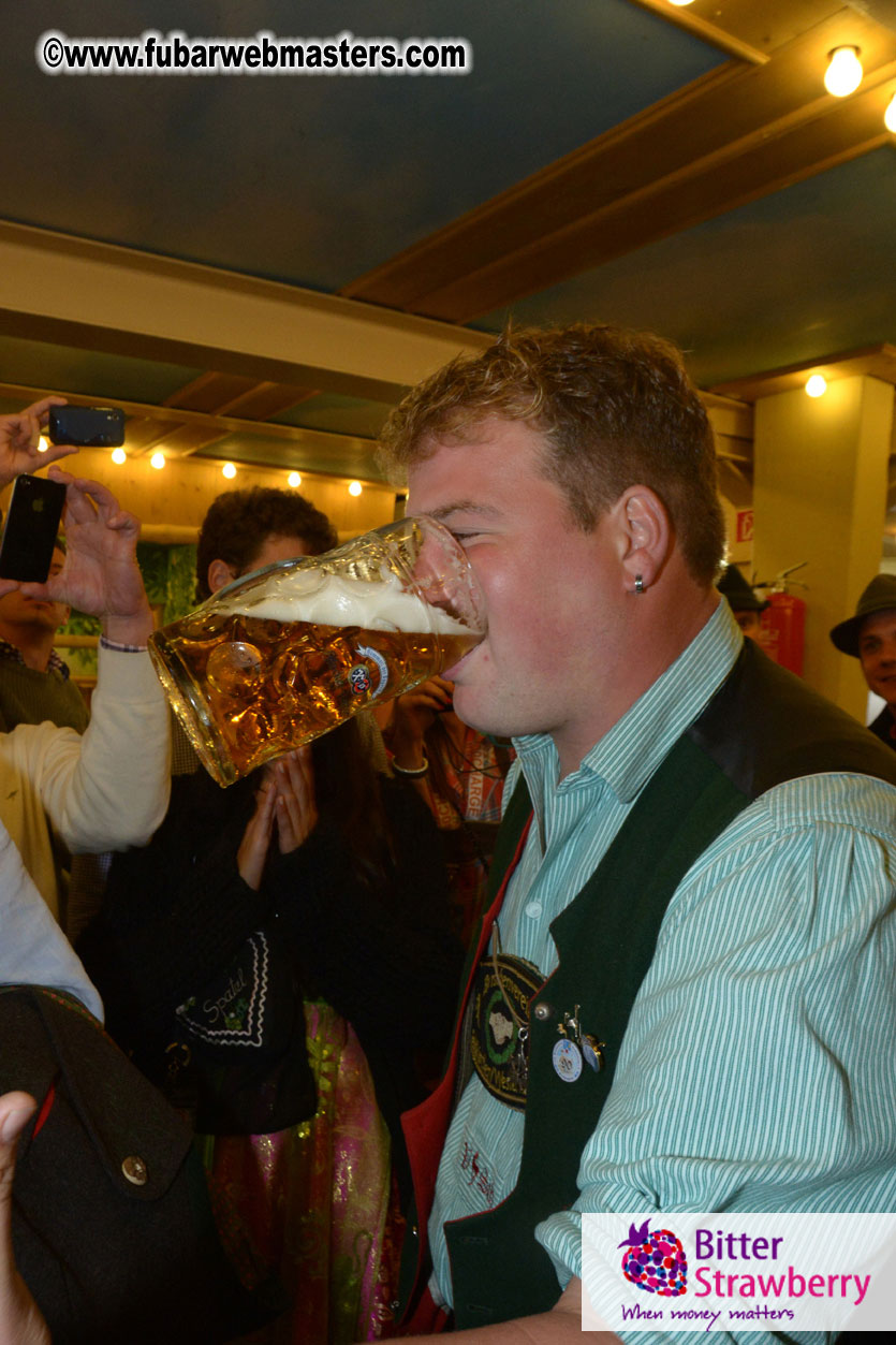 Beer tent seating in the legendary Hacker Festzelt