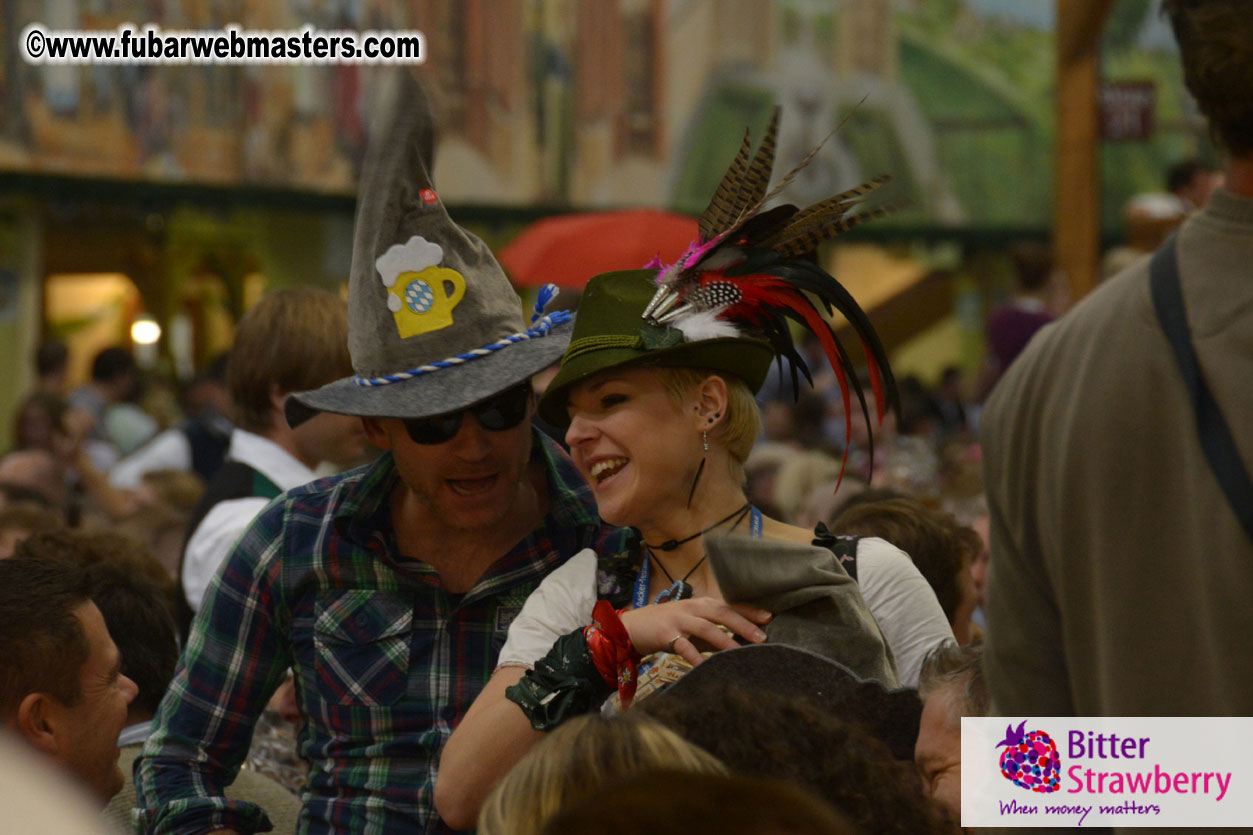 Beer tent seating in the legendary Hacker Festzelt