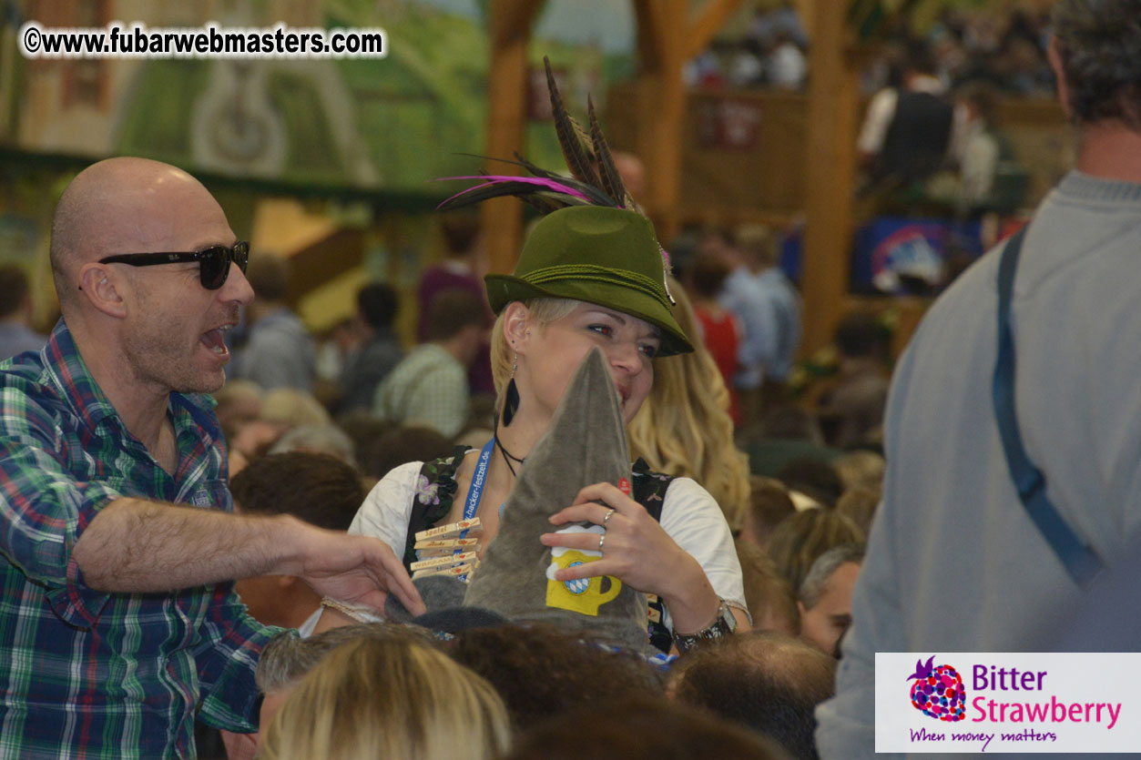 Beer tent seating in the legendary Hacker Festzelt