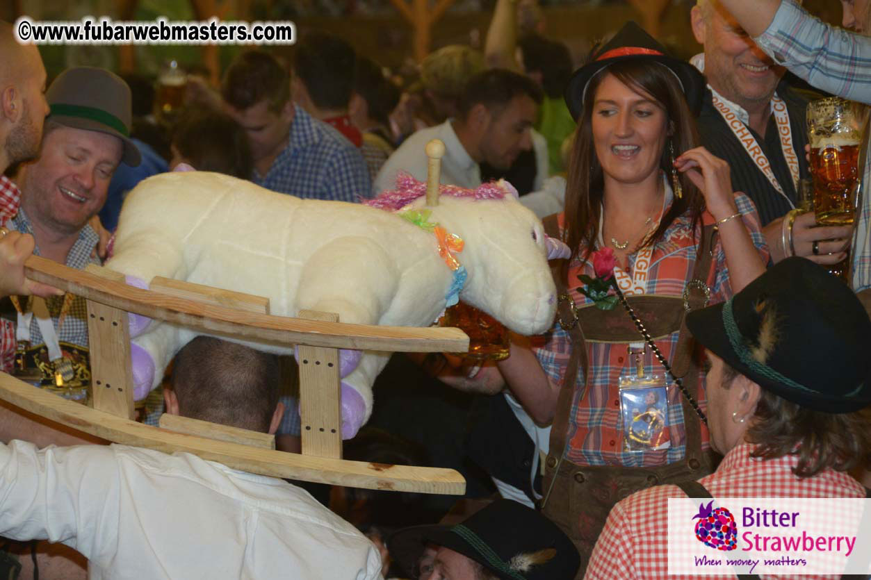 Beer tent seating in the legendary Hacker Festzelt