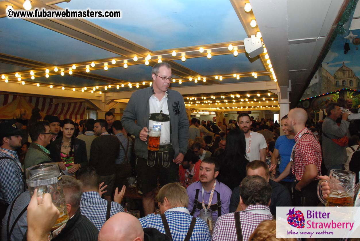 Beer tent seating in the legendary Hacker Festzelt