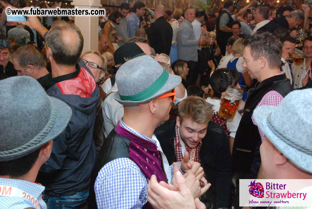 Beer tent seating in the legendary Hacker Festzelt
