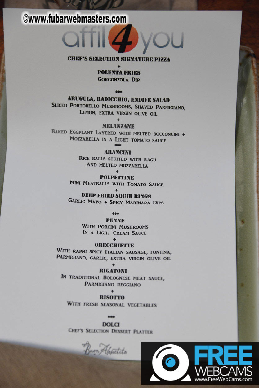 Affil4You Pre-Show Dinner