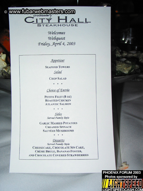 Dinner at Drinkwater's City Hall Steakhouse 2003