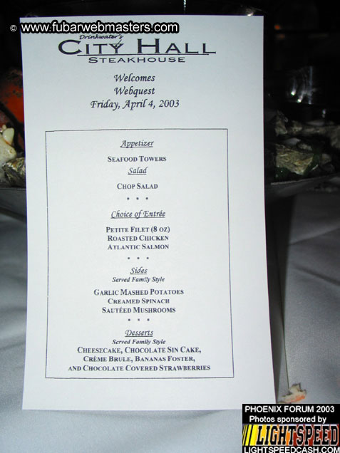 Dinner at Drinkwater's City Hall Steakhouse 2003